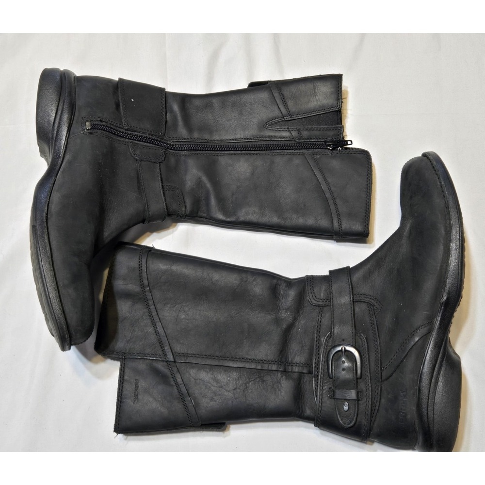 Merrell Captiva Waterproof Mid-Calf Black Leather Boots Womens 9 Zip Buckle